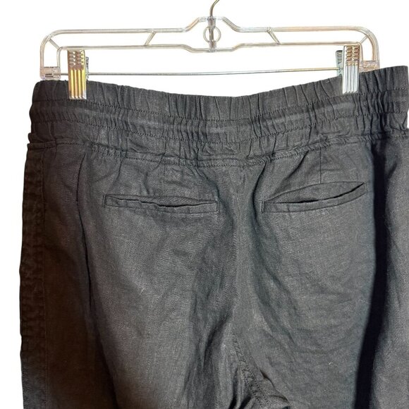 Athleta Womens Black Linen Jogger Pants Size 10/10T With Elastic Waist & Zipper - Picture 5 of 7